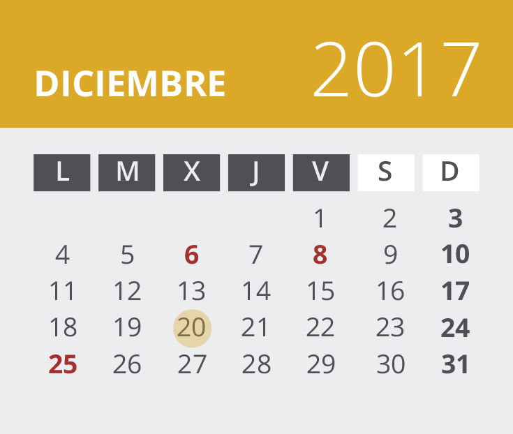 Calendario del Territorio Navarra. Diciembre